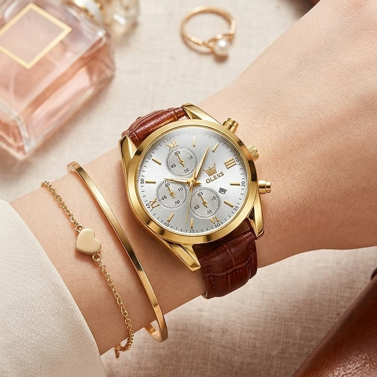 Olevs Casual Ladies Quartz Wrist Watch for Women | Stylish Fashion Watch Bangladesh (Code: 13231)