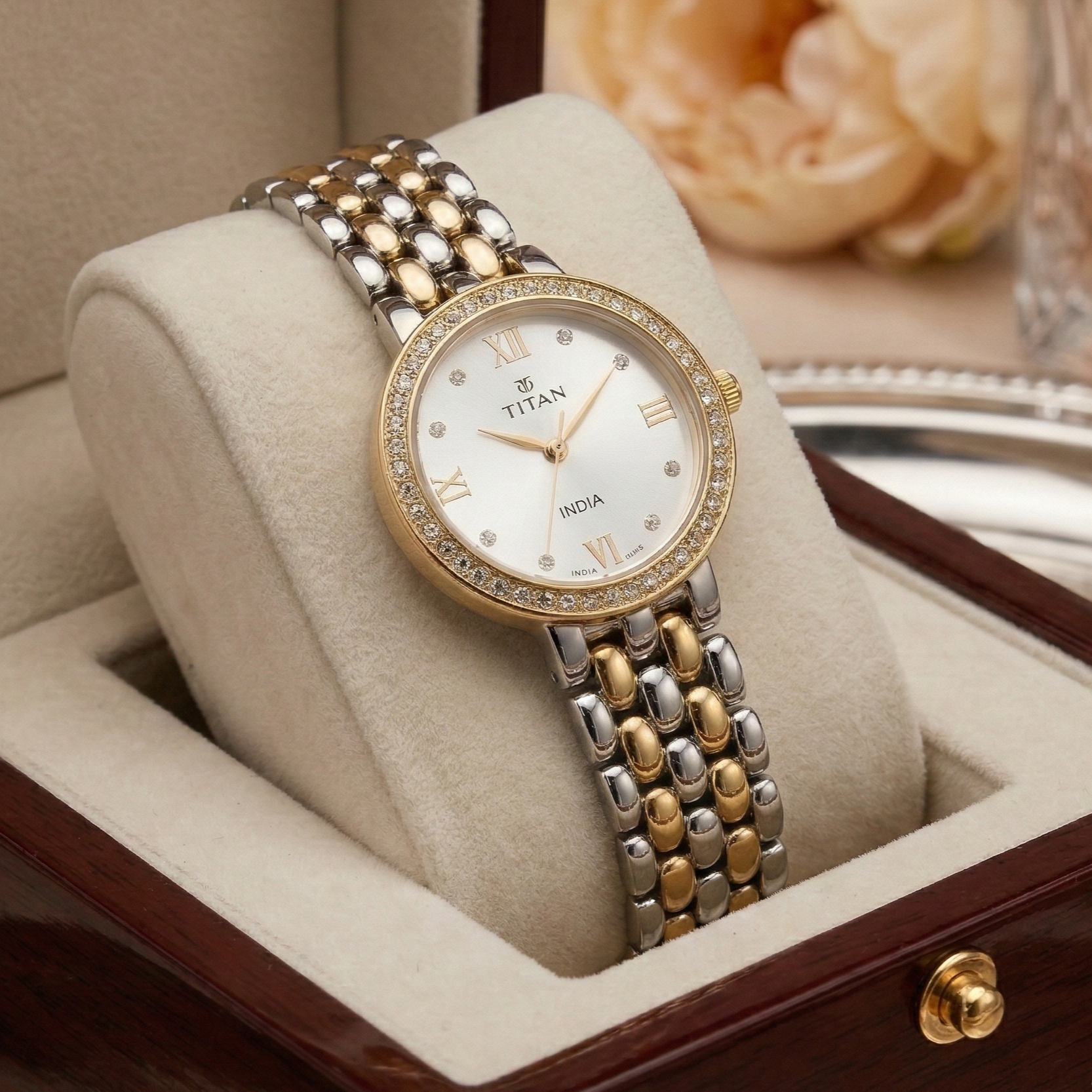 Titan Two-Tone Roman Dial Watch | Crystal Dial Premium Quartz Watch for Men (Code: 12886)