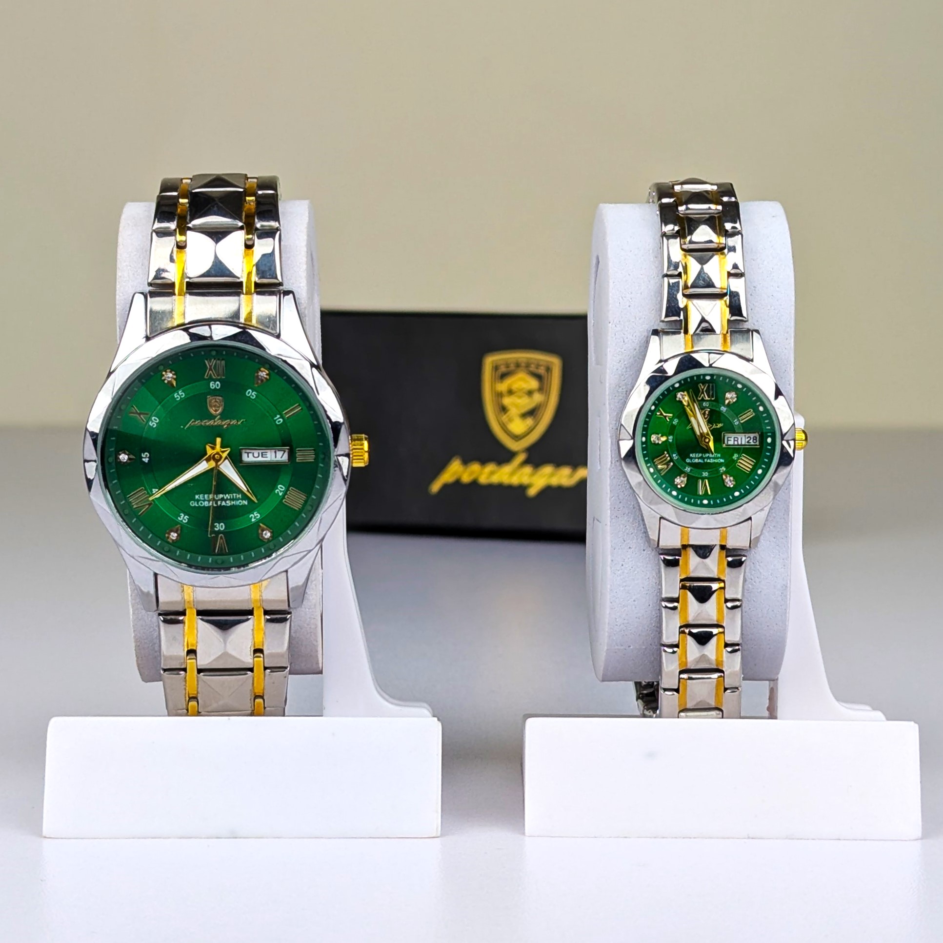 POEDAGAR Luxury Couple Watch | Premium Water Resistant Couple Watch Set (Code: 12406)