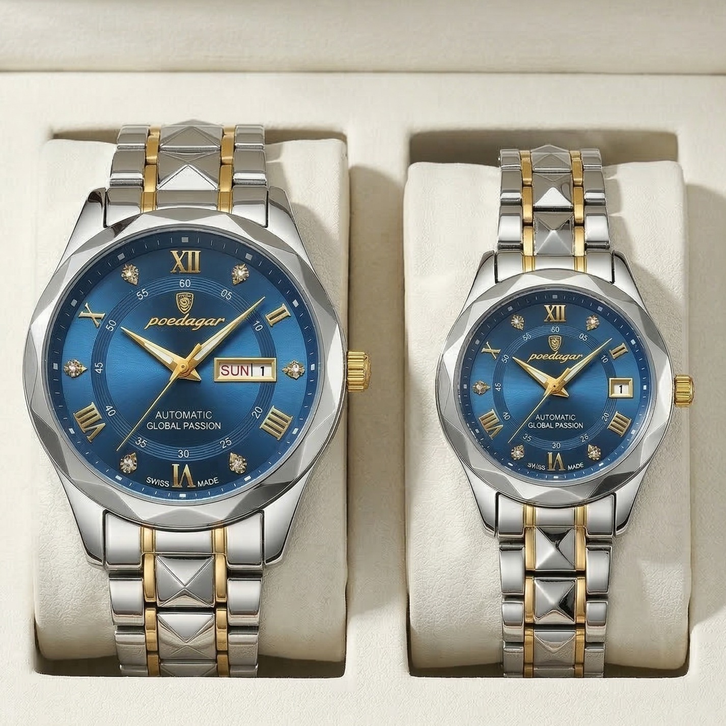 POEDAGAR Luxury Couple Watch | Premium Water Resistant Matching Watch Set (Code: 12405)