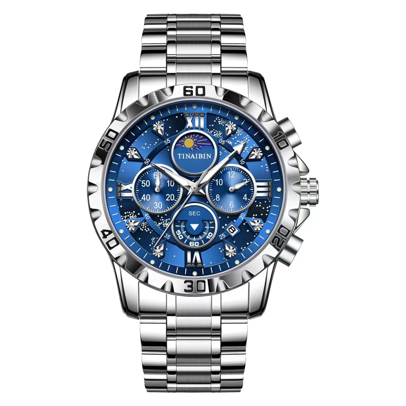 Tinaibin 6626 Blue Dial Multi-Function Men's Watch | Premium Wrist Watch (Code: 12105)