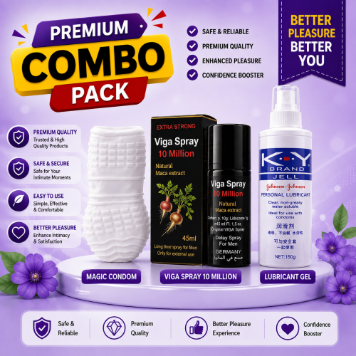 Extra Strong Combo Pack | Viga Spray 10 Million + K-Y Jelly + Reusable Magic Condom