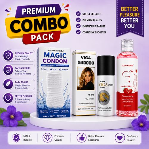Luxury Combo: Super Viga 240000 + Strawberry Gel + Magic Condom | Bangladesh