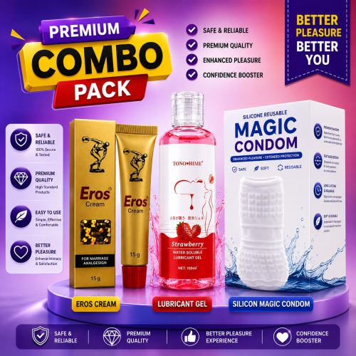 Premium Combo: Eros Cream + Strawberry Gel + Magic Condom | Bangladesh